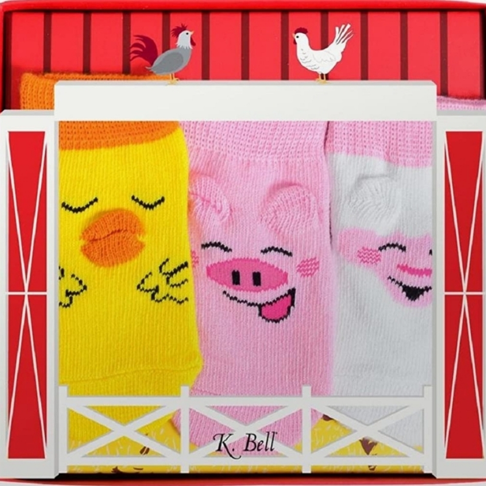 K. Bell barnyard buddy socks            & Tropical Trio socks.